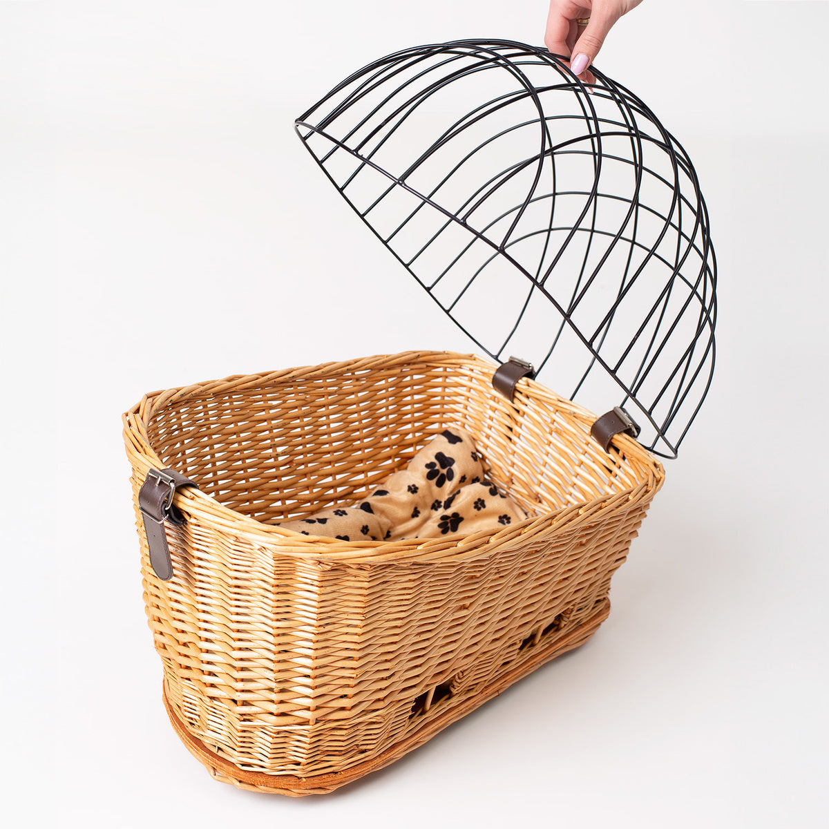 Kosz Wiklinowy na Rower – Transporter na Bagażnik z Poduszką