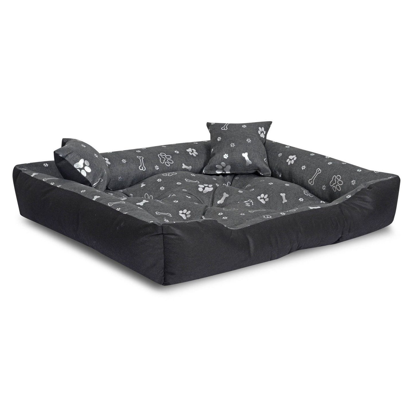 Legowisko dla psa kojec 115x95 cm Wodoodporne Kości Srebrne