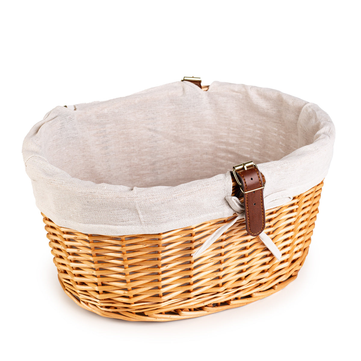 Koszyk Wiklinowy na Kierownicę z Metalową Osłoną