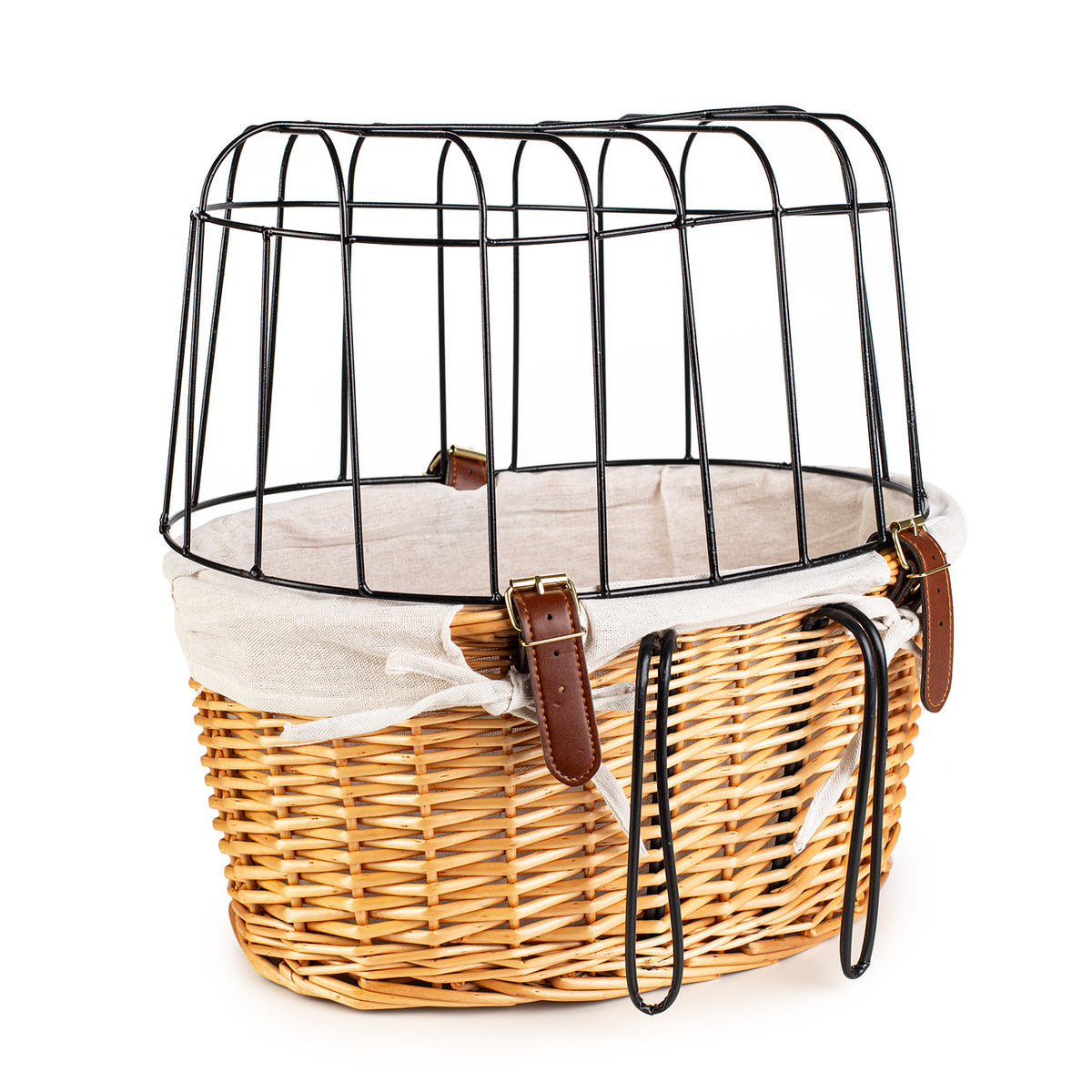 Koszyk Wiklinowy na Kierownicę z Metalową Osłoną