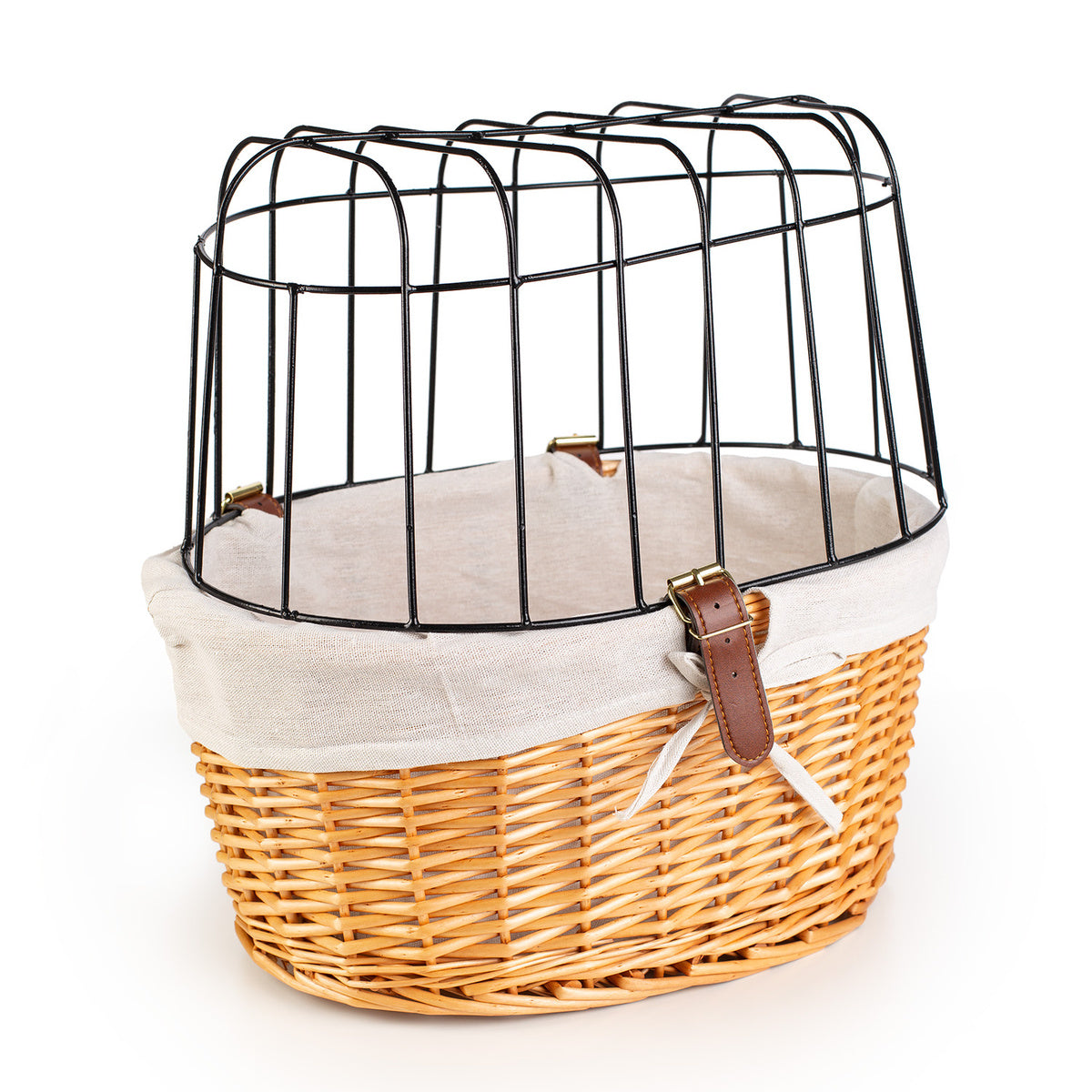 Koszyk Wiklinowy na Kierownicę z Metalową Osłoną