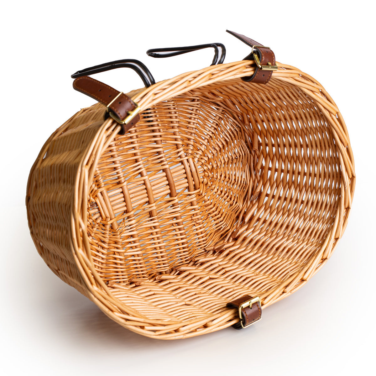 Koszyk Wiklinowy na Kierownicę z Metalową Osłoną