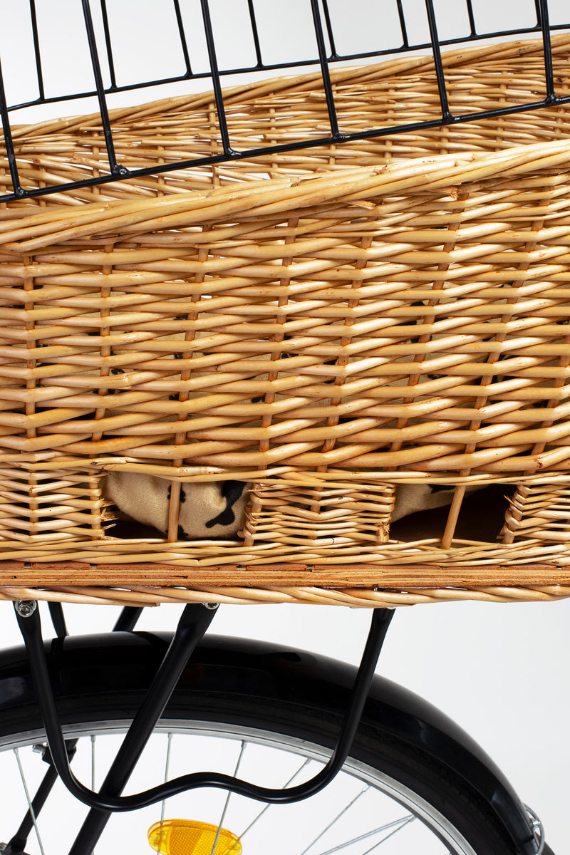 Kosz Wiklinowy na Rower – Transporter na Bagażnik z Poduszką